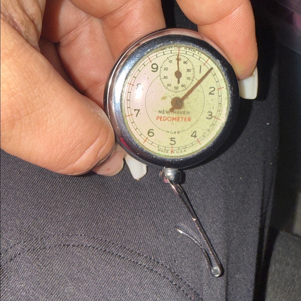 1960s Pedometer - Silver Analog Walking Tracker